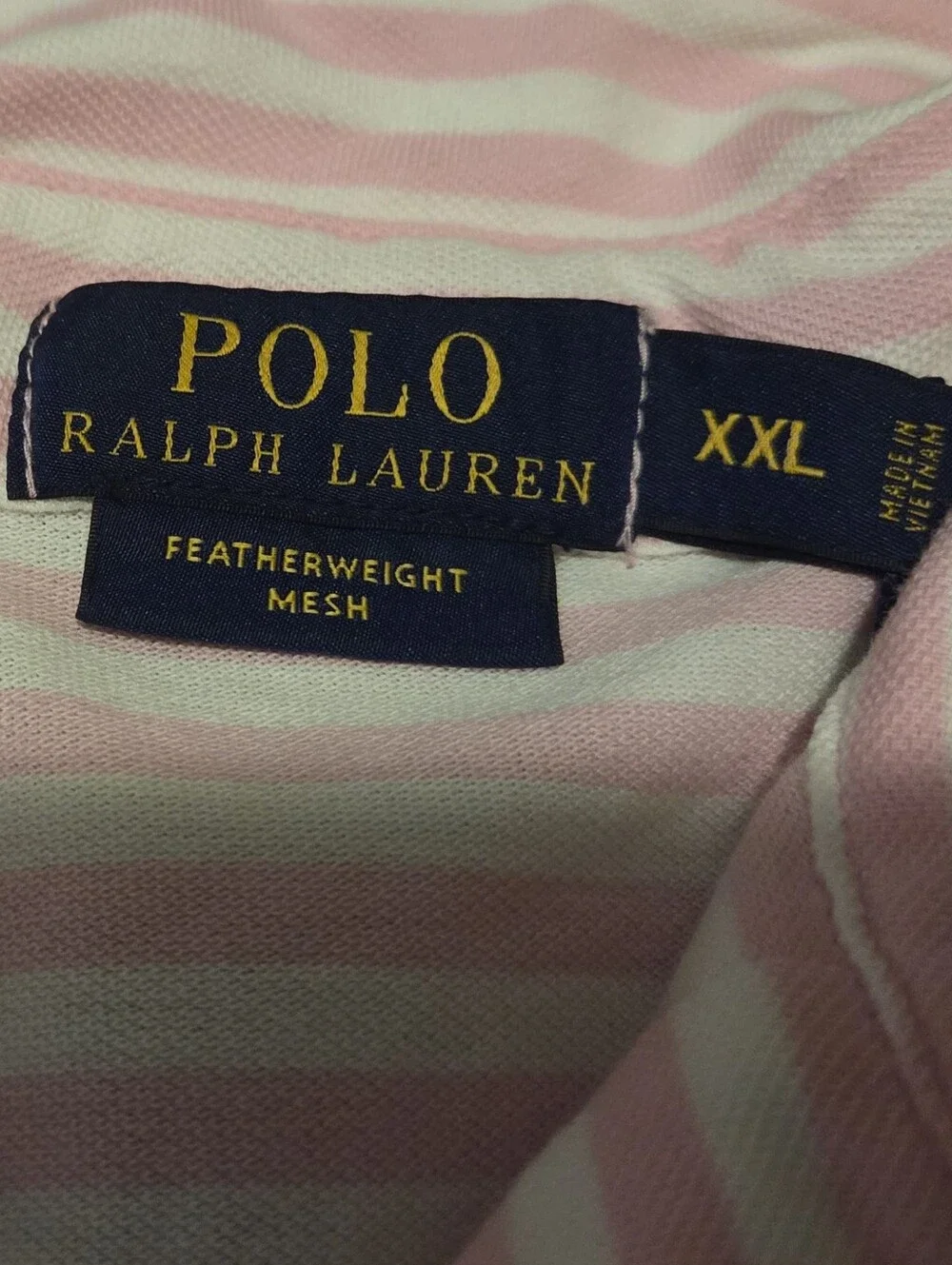 Men's XXL Polo Ralph Lauren Classic Pink/White Striped Cotton Polo Shirt